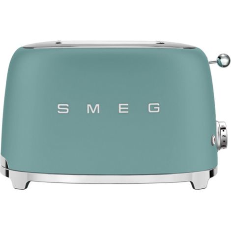 Smeg – Grille-pain 2 fentes 950W vert émeraude mat – Largeur de fente 36mm – Fonction réchauffage et décongélation – TSF01EGMEU