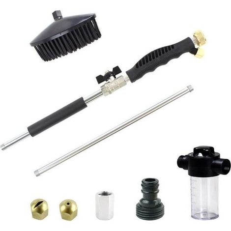 Lance à eau haute pression pour tuyau d\'arrosage - nettoyage puissant - lavage de voiture - avec 2 buses - Noir (1/4)