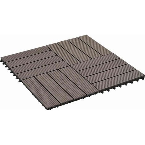 Lot de 22 dalles de terrasse en composite bois-plastique (WPC) brun foncé de 30 x 30 cm (1/5)