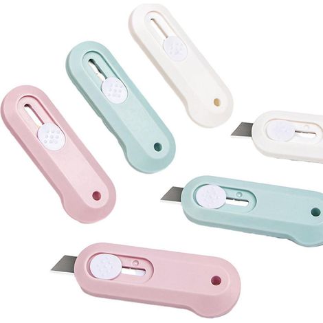 3er Set Mini Cuttermesser, einziehbar, für Briefe & Pakete, kompakt, sicher