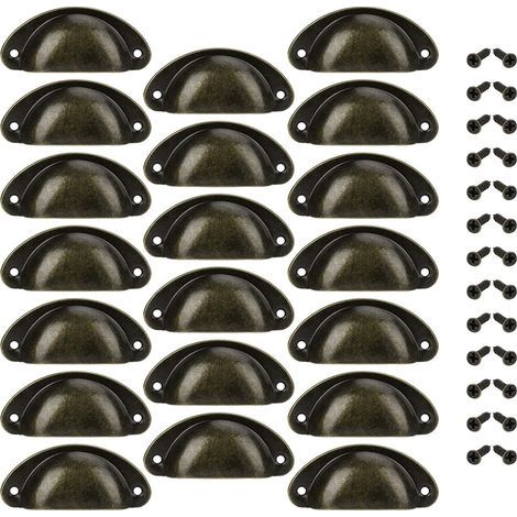 Muschelförmiger Schubladengriff, Türgriff, dekorativer Muschelgriff für Möbel, Schubladen, Schränke und Kommoden, mit Schrauben, 20 Stück (1/5)