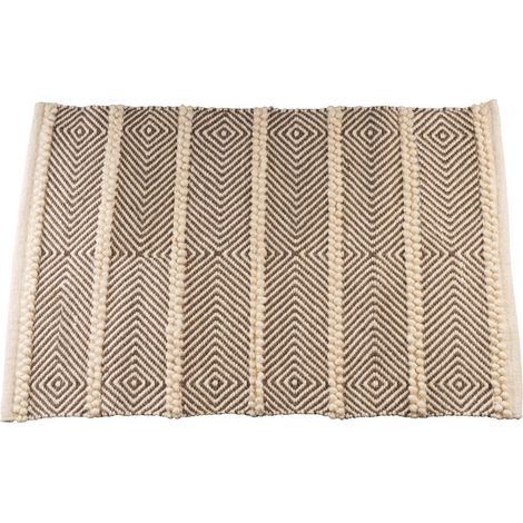 EGLO LIVING Teppich Longlac, Wohnzimmerteppich gewebt im Boho Style, Vorleger aus Baumwolle in Braun und Creme, Wollteppich Kurzflor für Wohnzimmer und Schlafzimmer, 60x90 cm (1/4)