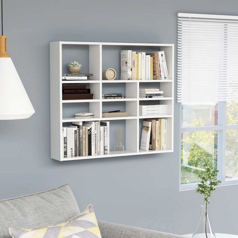 vidaXL Wall Shelf White 90x16x78 cm Engineered Wood (1/5)
