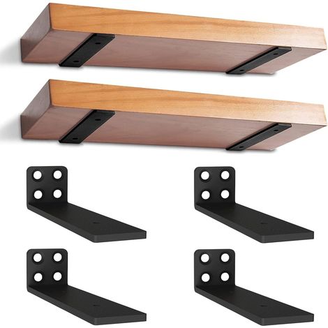4Pcs Supports D'étagère Flottants de 15 cm, Supports D'étagère Robustes, Supports d'étagère Industriels avec Vis pour Bibliothèque Salon Chambre (1/5)