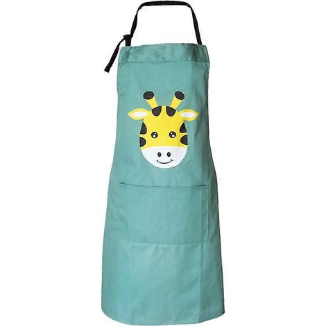 Bavoir en coton à motif animal, tablier de cuisine ajustable, style nordique, vert, pour enfants (1/5)