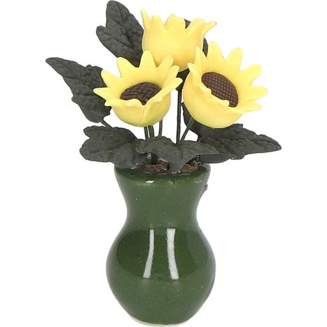 Miniaturvase, Sonnenblumen-Dekoration für Puppenhäuser, Blumenmodell aus Kunstharz für Puppenhäuser im Maßstab 1:12. (1/5)
