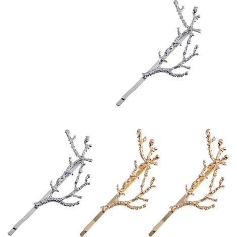 Pieces Gold and Silver Alloy Leaf Hair Clips (1/5)