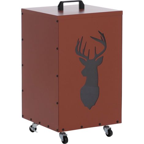 Contenitore per pellet HHG-248 Hirsch, contenitore per pellet, adatto ad esempio per il mangime per animali, piedi a rotelle, 65x36x36 cm, color rame (1/5)
