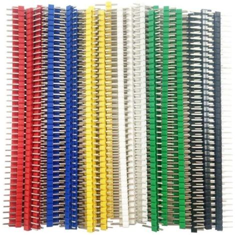 72 Pièces 2,54 mm PCB Board Pin Header Connector Strip 40 Broches Tête Mâle Connecteur à Broche pour Arduino Prototype Shield 6 Couleurs, 12 Pièces Chacune