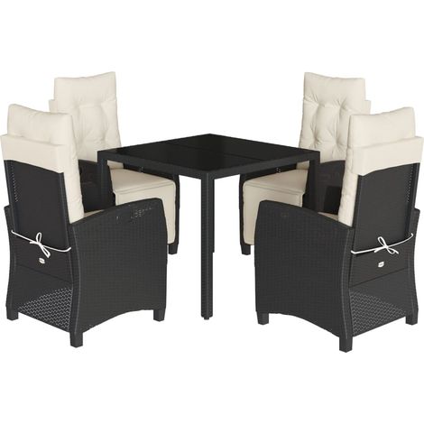 Set da Pranzo da Giardino 5 pz Nero con Cuscini in Polyrattan vidaXL (1/5)