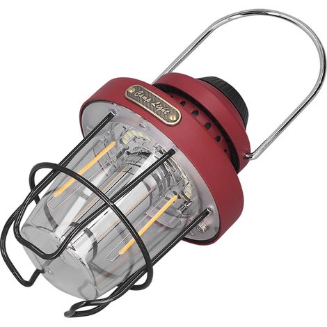 Lanterne de camping rétro rechargeable par USB, 3 modes d'éclairage, étanche IPX4, rouge.