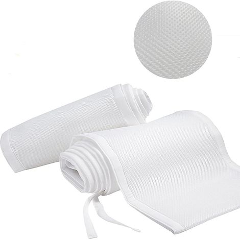 Babybettumrandung 340/160x30cm, Weiß Babybettumrandung 3D-Netzfutter Sicher für die Luftzirkulation für Babybett Geeignet für alle Arten von Kinderbetten