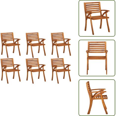 Chaises de jardin lot de 6 Bois d'acacia solide - Chaise De Jardin - Fauteuil De Jardin - Mobilier De Jardin - Acacia - Bois Massif (1/5)