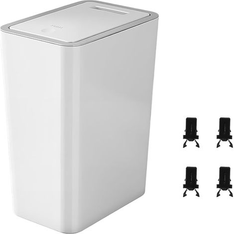Poubelle en plastique, poubelle de salle de bain, 10 l, poubelle de cuisine, poubelle avec 4 serrures en plastique, interrupteur à verrouillage automatique, de rechange, compatible avec couvercle (1/5)