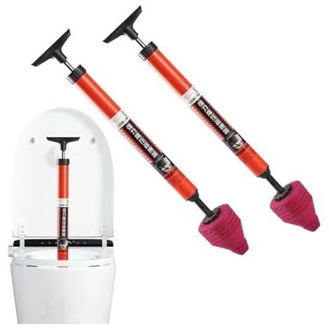 2 Stück Toiletten-Pümpel, Abflussstopfen, pneumatischer Druckluft-Toiletten-Abflussstopfen mit ergonomischem Griff für Sanitärkeramik - (1/5)