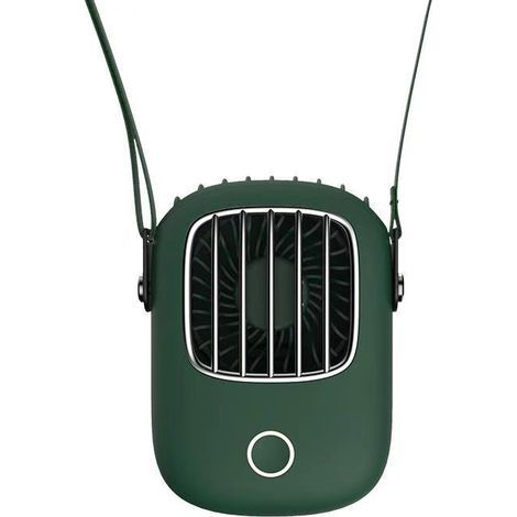 Green USB Rechargeable Mini Pocket Small Fan Neck Hanging Waist Hanging Lazy Sports Portable Silent Fan (1/5)
