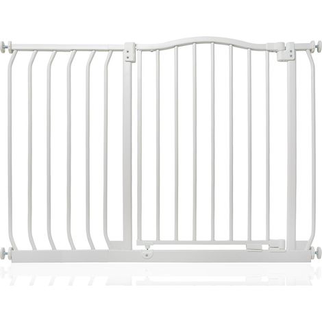 Bettacare Curved Top Dog Gate, 98cm -107cm, Matt White, Pressure Fit Pet Gate for Dog and Puppy, Pet and Dog Barrier