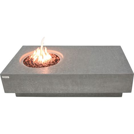METROPOLIS Gas-Feuertisch aus Glasfaserbeton 142x81x35 cm hellgrau