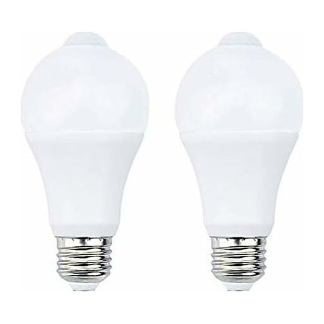 12W E27 PIR Infrarouge Ampoule LED avec Détecteur de Mouvement ON/OFF Automatiquement A60 220V 1200lm équivalent 120W Halogène pour Escalier Couloir Garage（Lot de 2,Blanc Chaud 2700k） [Classe énergéti (1/5)