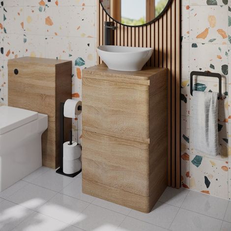 Bathroom Cloakroom Vanity Unit Wash Storage Cabinet Countertop Basin Wood 500mm (1/5)