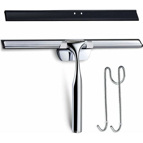 Stainless Steel Shower Squeegee with Rubber Edge, Including 1 Replacement Edge and 1 Hook MUMU (1/4)