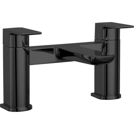 Balterley Bishton Contemporary Square Dual Lever Deck Mounted Bath Filler Tap with 1/4 Turn Ceramic Disc, 136 × 230 × 147mm, Matt Black