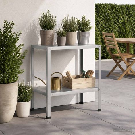 vidaXL Mesa de trasplante 80 x 50 x 80 cm Acero Galvanizado Plateado (1/5)