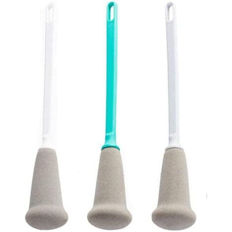 Juego de 3 cepillos de limpieza, cepillo largo para botellas para lavar cerveza, vino, botellas deportivas, botellas de agua, hervidores y botellas de cuello estrecho.