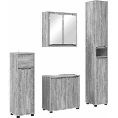 Set di mobili per il bagno con cassetto 4 pcs Grigio Sonoma vidaXL