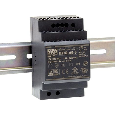 Alimentation - 1 Sortie - 32.5 W - 5 V - 6.5 A - Montage Sur Rail Din - Pour Usage Industriel (1/2)