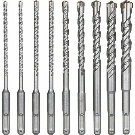 Tigrezy Betonbohrer, 9 Stück (5 mm 16 x 160 mm), SDSPlus elektrischer Schlagbohrer für Hammerbohrer, Kreuzbohrer für Ziegel, Stein, Natur, Metall (1/5)