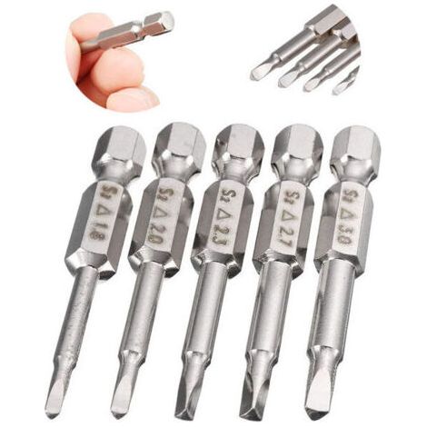 Set di 5 punte per cacciavite elettrico con attacco esagonale e testa triangolare da 50 mm, punte magnetiche per cacciavite con attacco esagonale da 6,35 mm in acciaio S2 con punta triangolare da 1,8/