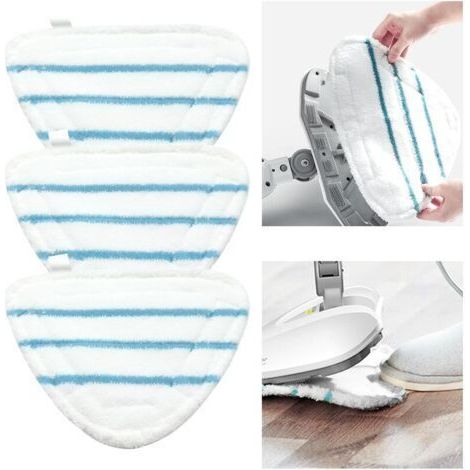Housses en Microfibre Balai Vapeur Steam Accessoire Chiffons universel Triangle lavable pour Nettoyeur Vapeur Hot Spray, Blanc Microfibre Steam Mop Pads Lavables En Machine(lot de 3) (1/5)
