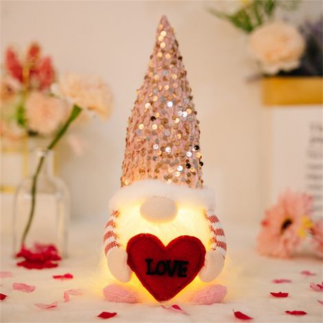 Nain Luminieux - Décoration Intérieure Avec LED Intégrées - Pour Chambre Salon Table À Manger - Ornement En Peluche Tricotée - 1 Pièce (1/5)