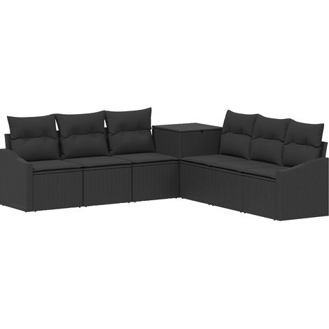 Set di divani 7 pcs Nero Rattan sintetico e Acciaio vidaXL (1/5)