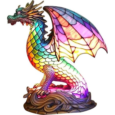 Lampe de Table Dragon Résine Rétro Décoration Chevet Bureau Chambre (1/5)
