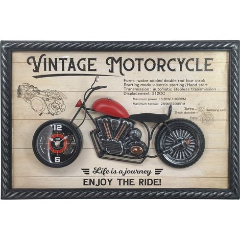 Orologio da parete decorativo a forma di moto d'epoca, design retrò per casa, ufficio e officina, ornamento in metallo in stile industriale