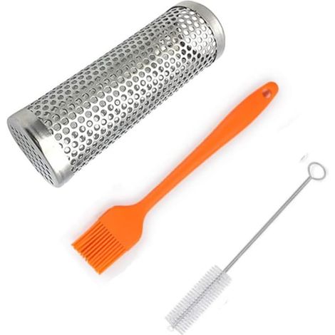 6 in BBQ Smoker Tube, Cold Smoke Generator for Barbecue, Stainless Steel Barbecue Smoke Generator, Cold Smoker for Barbecue or Smoking, for Meat BBQ Grill Vegetables (Round) (1/4)