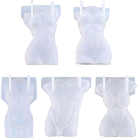 5 Stück 3D-Kunstkörperkerzen-Kristall-Epoxidharzform, menschliche Aromatherapie-Gipswachs-Silikonform, DIY-Basteldekorationen