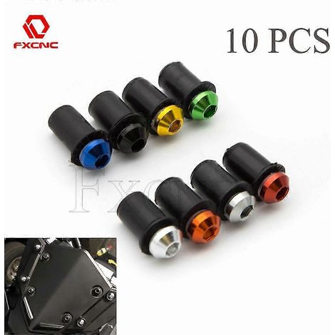 Lot de 10 écrous de fixation universels de 5 mm pour pare-brise de moto Yamaha YZF R1 R6 R25 R3 R125 XJR FJR XMAX TMAX - Argent (1/5)