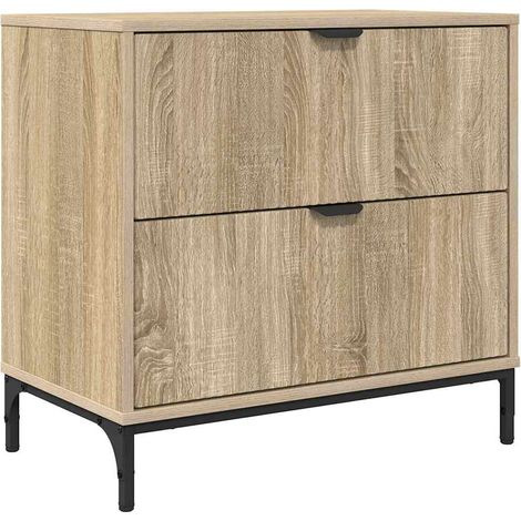 Mesa de Noche con cajón Roble Sonoma 63.5 x 36 x 61 cm vidaXL