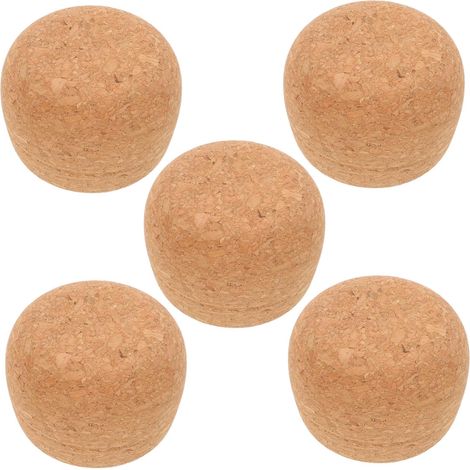 5 bouchons liège, bois, beiges, réutilisables, pour vin et bière (1/5)
