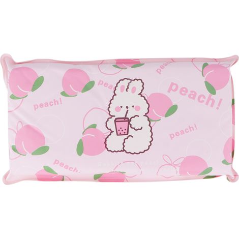 Faltbares Kühlkissen mit Eiskristallen für Kinder und Erwachsene – Rosa Hintergrund mit Pfirsichhase (1/5)