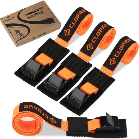 Sangles de serrage courtes, lot de 4 sangles de serrage avec fermeture à cliquet, longueur 40 cm largeur 20 mm capacité de charge 200 Kg, sangle pour porte-bagages, vélo, vélo électrique (1/5)
