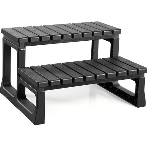 Escalier de spa à 2 marches, marchepied de piscine gonflable robuste en PP de 610 mm de large, capacité de charge de 145,15 kg, marche extérieure, pour porche, patio, terrasse, camping-car, noir (1/5)