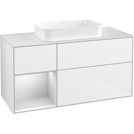 V&B Waschtischunterschrank Finion 120x60 cm, Reg li wh. m Lac, glo wh. Lac (1/2)