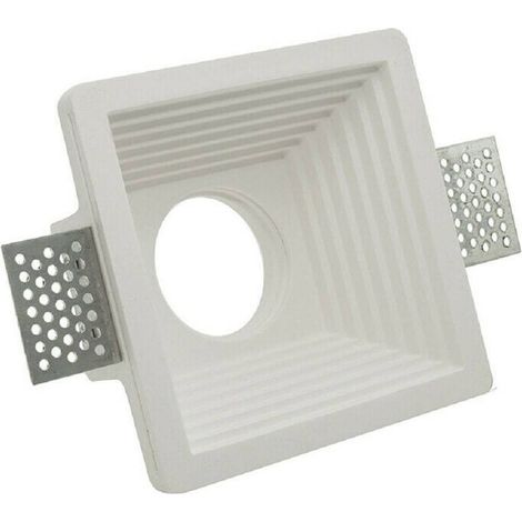 Trade Shop - Portafaretto Incasso In Gesso A Scomparsa Per Faretto Gu10 Motivo Quadrato Gs-19 - (1/4)