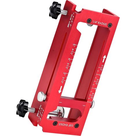 Gabarit de charnière de porte en alliage d'aluminium, kit de gabarit de défonceuse, gabarit de mortaise réglable pour charnières de 2,5 po à 5 po, profils LT 1/4 po et R 5/8 po, angles droits (1/5)