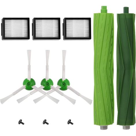 Filtres et Brosses Aspirateur Kit Pièces accessoires compatible serie Roomba i3/i3+/i4/i7/i7+/E5/E6/E7 Guazhuni- Pack de brosses latérales, Rouleaux et filtres Hepa (1/5)