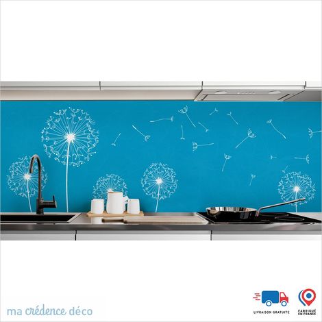 Crédence : Fleurs et pissenlits - Couleur Bleu clair - Alu composite - 120 - 60 (1/3)
